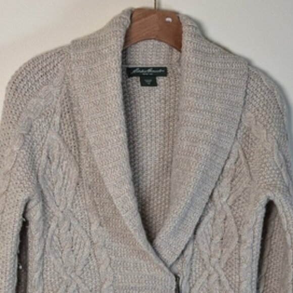 Eddie Bauer Sweaters - Eddie Bauer Cream Cable Knit Cardigan Sweater - Wool Blend